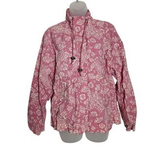 Vintage Lizsport Windbreaker Floral Paisley Pink Medium Womens